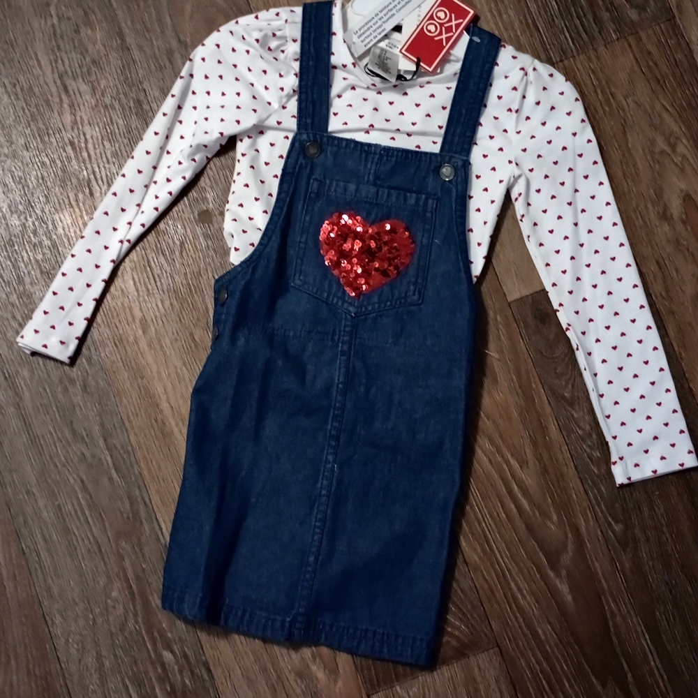Max Studio Kids White Tee with Red Heart Print